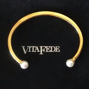 Vita Fede Akoya Pearl & Crystal Open Bracelet